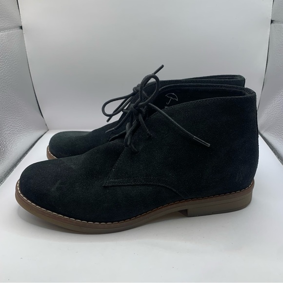 Hush Puppies Boots  9.5 Moyen Chukka Ankle Lace Up Black Leather - Picture 4 of 9